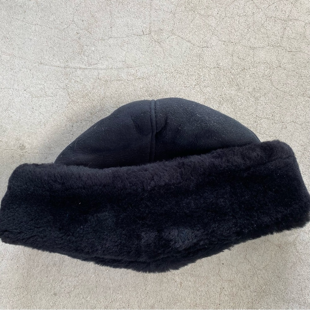 FRR Black Shearling and Lambswool Hat